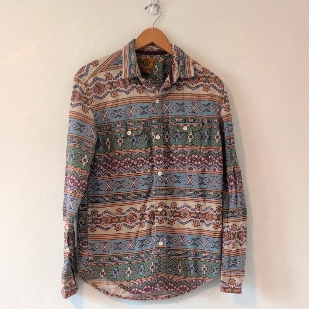 Vintage Stapleford Western Southwest Patterned Flannel Button Down Shirt sz S
